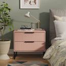 Fluted 2 Drawer Side Table in Kobe Pink - Ready Assembled