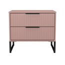 Fluted 2 Drawer Side Table in Kobe Pink - Ready Assembled