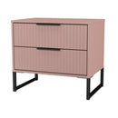 Fluted 2 Drawer Side Table in Kobe Pink - Ready Assembled