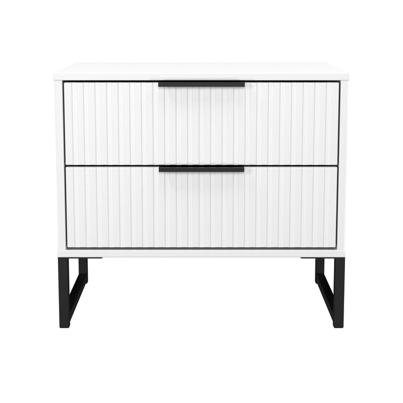 Fluted 2 Drawer Side Table in White Matt - Ready Assembled