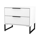 Fluted 2 Drawer Side Table in White Matt - Ready Assembled