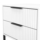 Fluted 2 Drawer Side Table in White Matt - Ready Assembled