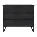 Fluted 3 Drawer Chest in Black Ash - Ready Assembled