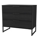 Fluted 3 Drawer Chest in Black Ash - Ready Assembled