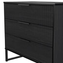 Fluted 3 Drawer Chest in Black Ash - Ready Assembled