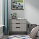 Fluted 3 Drawer Chest in Dusk Grey - Ready Assembled