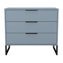 Fluted 3 Drawer Chest in Denim Blue - Ready Assembled