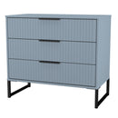 Fluted 3 Drawer Chest in Denim Blue - Ready Assembled