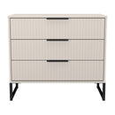 Fluted 3 Drawer Chest in Kashmir Matt - Ready Assembled