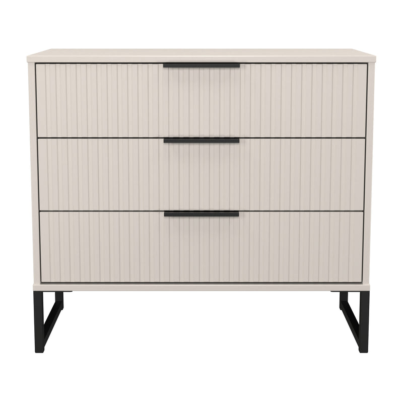 Fluted 3 Drawer Chest in Kashmir Matt - Ready Assembled