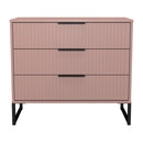 Fluted 3 Drawer Chest in Kobe Pink - Ready Assembled