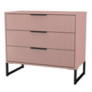 Fluted 3 Drawer Chest in Kobe Pink - Ready Assembled
