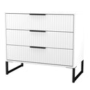 Fluted 3 Drawer Chest in White Matt - Ready Assembled