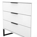 Fluted 3 Drawer Chest in White Matt - Ready Assembled