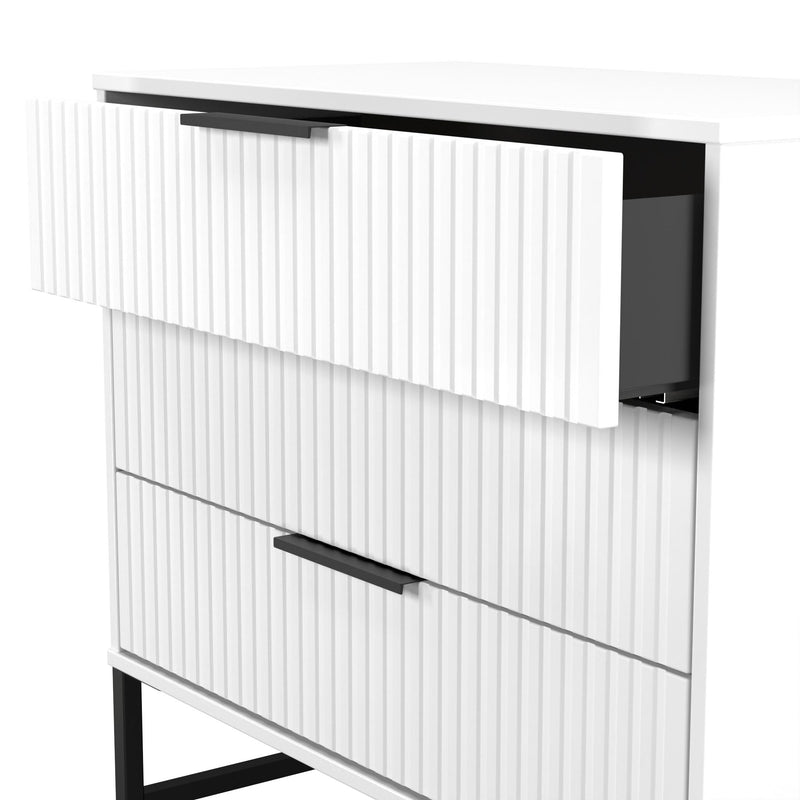 Fluted 3 Drawer Chest in White Matt - Ready Assembled