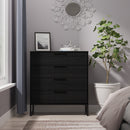 Fluted 4 Drawer Chest in Black Ash - Ready Assembled