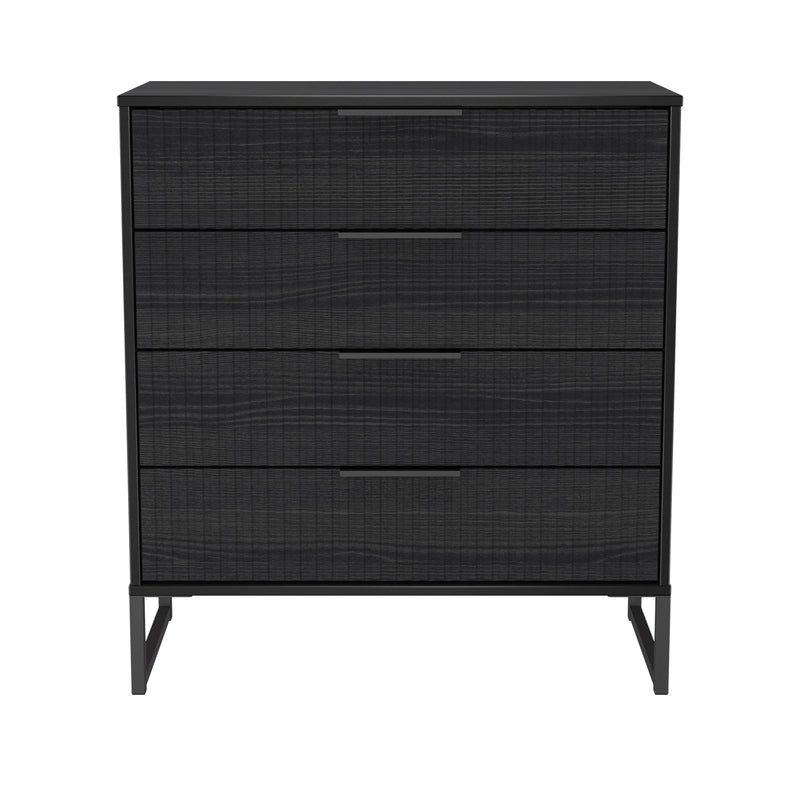 Fluted 4 Drawer Chest in Black Ash - Ready Assembled