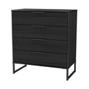 Fluted 4 Drawer Chest in Black Ash - Ready Assembled