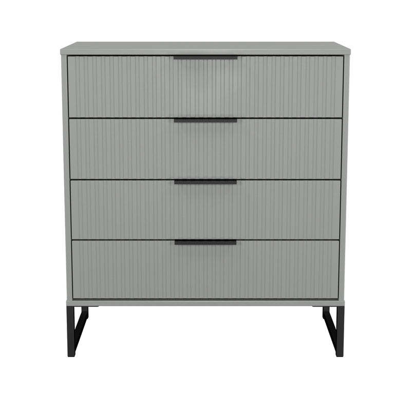 Fluted 4 Drawer Chest in Dusk Grey - Ready Assembled