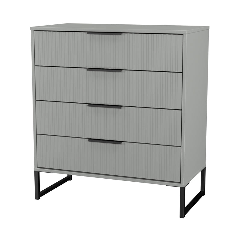 Fluted 4 Drawer Chest in Dusk Grey - Ready Assembled