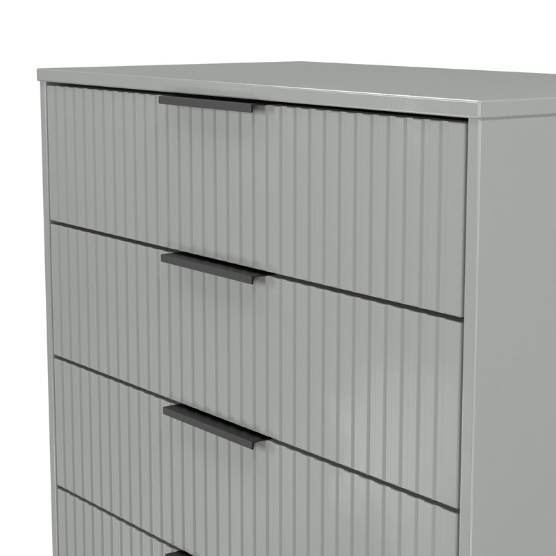 Fluted 4 Drawer Chest in Dusk Grey - Ready Assembled