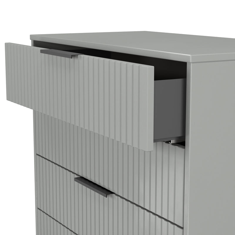 Fluted 4 Drawer Chest in Dusk Grey - Ready Assembled