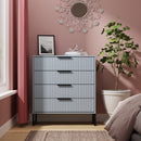 Fluted 4 Drawer Chest in Denim Blue - Ready Assembled