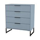 Fluted 4 Drawer Chest in Denim Blue - Ready Assembled