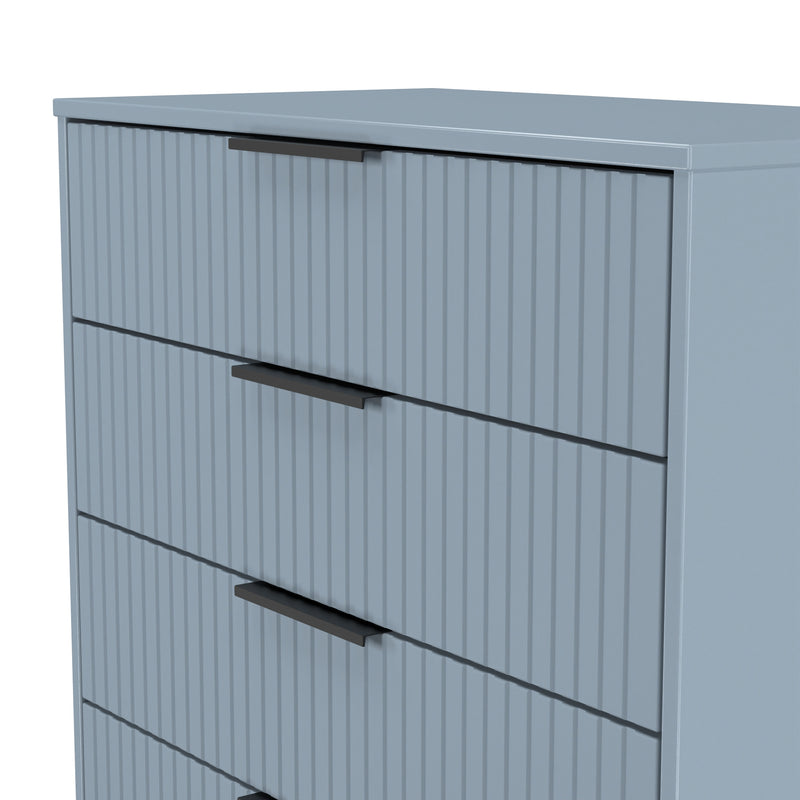 Fluted 4 Drawer Chest in Denim Blue - Ready Assembled