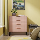 Fluted 4 Drawer Chest in Kobe Pink - Ready Assembled
