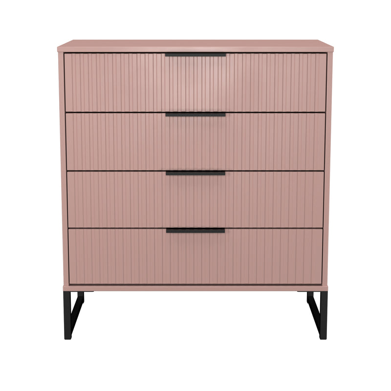Fluted 4 Drawer Chest in Kobe Pink - Ready Assembled