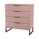 Fluted 4 Drawer Chest in Kobe Pink - Ready Assembled