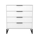 Fluted 4 Drawer Chest in White Matt - Ready Assembled
