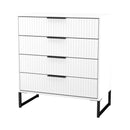 Fluted 4 Drawer Chest in White Matt - Ready Assembled