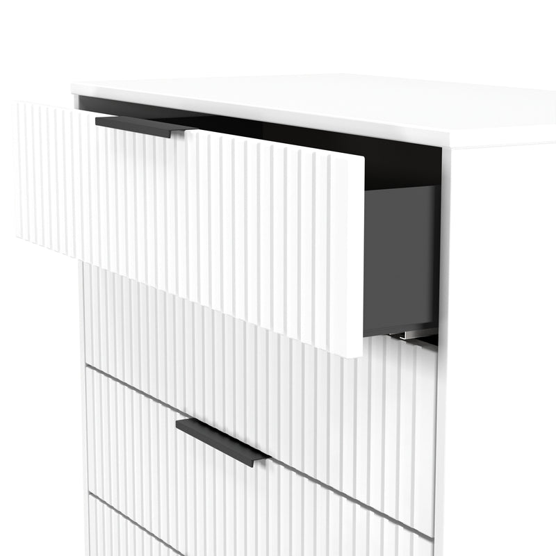 Fluted 4 Drawer Chest in White Matt - Ready Assembled
