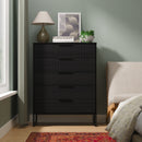 Fluted 5 Drawer Chest in Black Ash - Ready Assembled