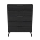 Fluted 5 Drawer Chest in Black Ash - Ready Assembled