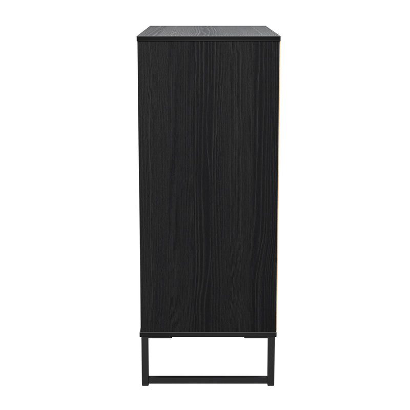Fluted 5 Drawer Chest in Black Ash - Ready Assembled