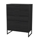 Fluted 5 Drawer Chest in Black Ash - Ready Assembled