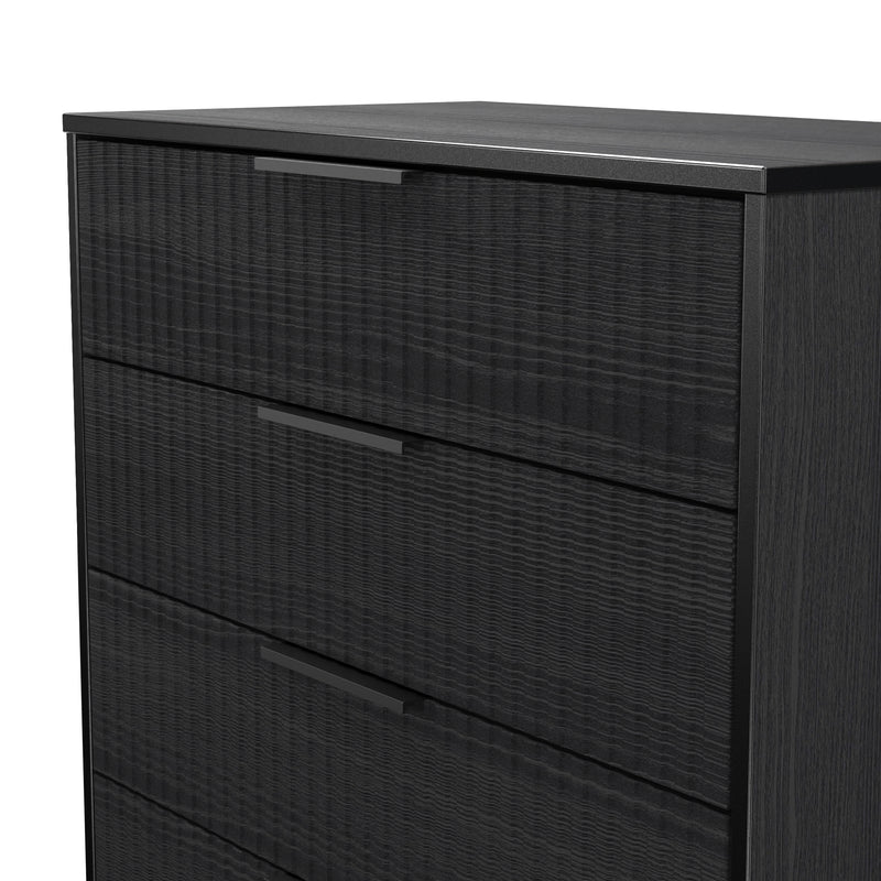 Fluted 5 Drawer Chest in Black Ash - Ready Assembled
