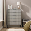 Fluted 5 Drawer Chest in Dusk Grey - Ready Assembled