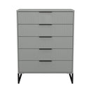 Fluted 5 Drawer Chest in Dusk Grey - Ready Assembled