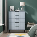 Fluted 5 Drawer Chest in Denim Blue - Ready Assembled