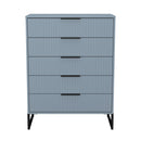 Fluted 5 Drawer Chest in Denim Blue - Ready Assembled