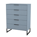Fluted 5 Drawer Chest in Denim Blue - Ready Assembled