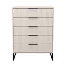 Fluted 5 Drawer Chest in Kashmir Matt - Ready Assembled