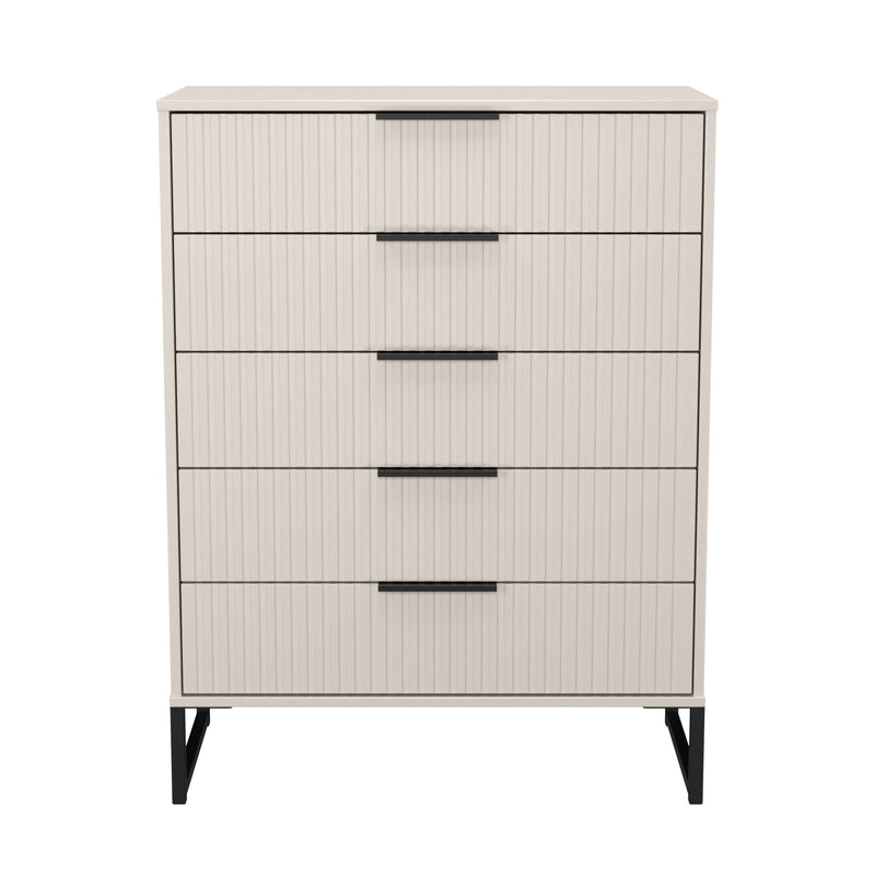 Fluted 5 Drawer Chest in Kashmir Matt - Ready Assembled
