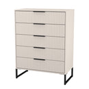 Fluted 5 Drawer Chest in Kashmir Matt - Ready Assembled