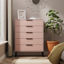 Fluted 5 Drawer Chest in Kobe Pink - Ready Assembled