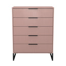 Fluted 5 Drawer Chest in Kobe Pink - Ready Assembled